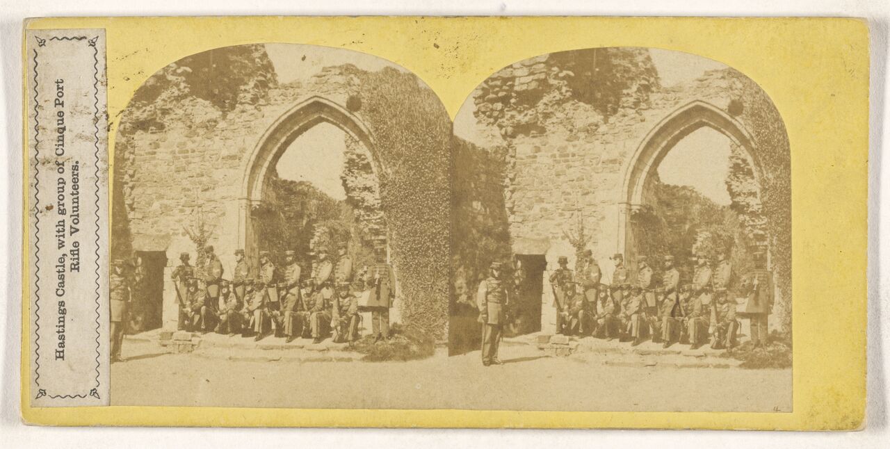 File:Cinque Ports Rifles at Hastings Castle c1860.jpg